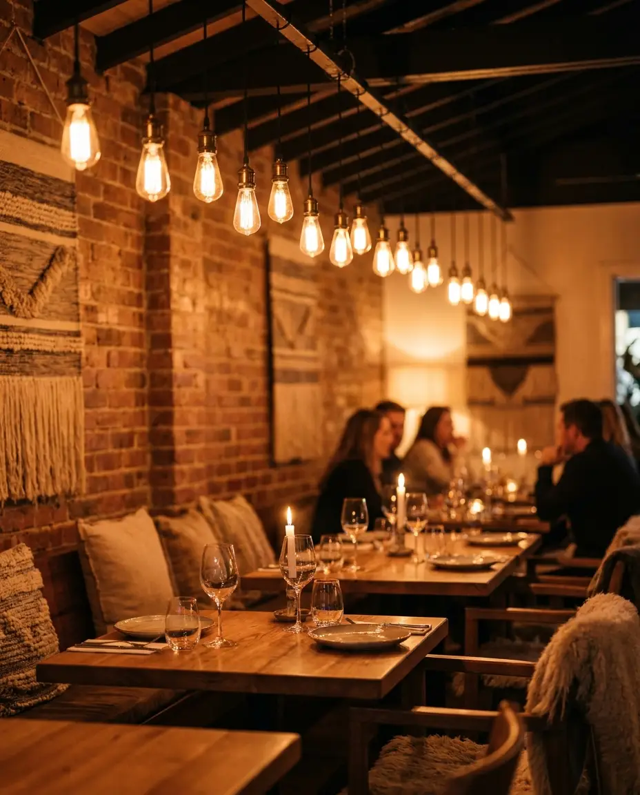 Warm restaurant interior